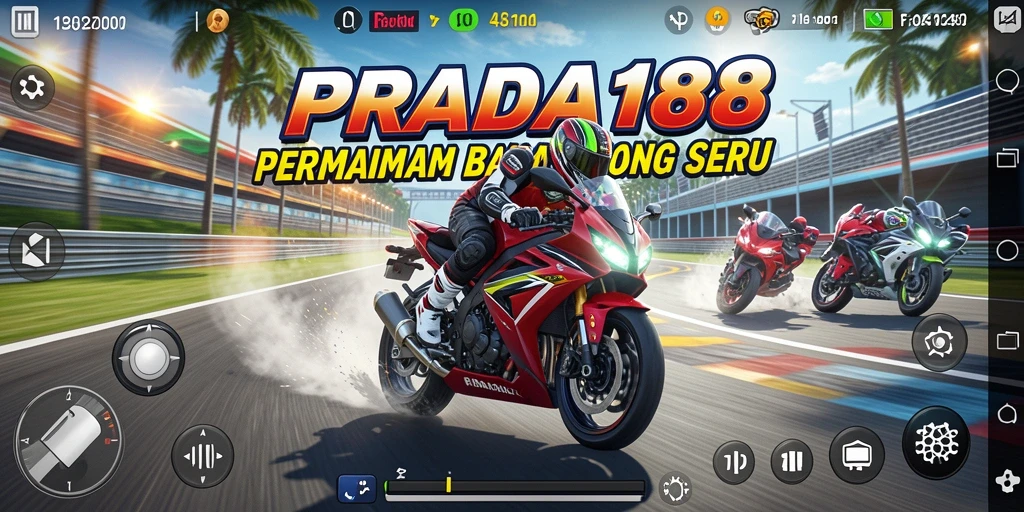 Tampilan seru gameplay balapan motor di PRADA188.