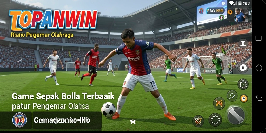 Screenshot utama TOPANWIN menampilkan pertandingan sepak bola yang seru dan realistik.